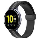 For Samsung Galaxy Watch Active 2 40mm 20mm Folding Magnetic Clasp Silicone Watch Band(Black+Grey)
