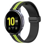 For Samsung Galaxy Watch Active 2 40mm 20mm Folding Magnetic Clasp Silicone Watch Band(Black+Lime Green)