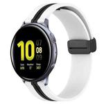 For Samsung Galaxy Watch Active 2 44mm 20mm Folding Magnetic Clasp Silicone Watch Band(White+Black)