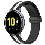 For Samsung Galaxy Watch Active 2 44mm 20mm Folding Magnetic Clasp Silicone Watch Band(Black+White)