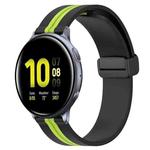 For Samsung Galaxy Watch Active 2 44mm 20mm Folding Magnetic Clasp Silicone Watch Band(Black+Lime Green)