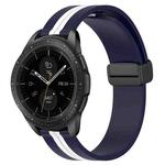 For Samsung Galaxy Watch 42mm 20mm Folding Magnetic Clasp Silicone Watch Band(Midnight Blue + White)