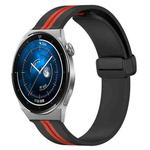 For Huawei Watch GT3 Pro 43mm 20mm Folding Magnetic Clasp Silicone Watch Band(Black+Red)