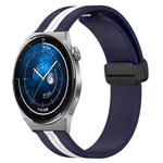 For Huawei Watch GT3 Pro 43mm 20mm Folding Magnetic Clasp Silicone Watch Band(Midnight Blue + White)