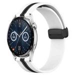 For Huawei Watch GT3 42mm 20mm Folding Magnetic Clasp Silicone Watch Band(White+Black)