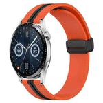 For Huawei Watch GT3 42mm 20mm Folding Magnetic Clasp Silicone Watch Band(Orange+Black)