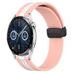 For Huawei Watch GT3 42mm 20mm Folding Magnetic Clasp Silicone Watch Band(Pink+White)