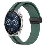 For Huawei Watch GT3 42mm 20mm Folding Magnetic Clasp Silicone Watch Band(Olive Green + Black)