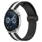 For Huawei Watch GT3 42mm 20mm Folding Magnetic Clasp Silicone Watch Band(Black+White)
