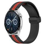 For Huawei Watch GT3 42mm 20mm Folding Magnetic Clasp Silicone Watch Band(Black+Red)