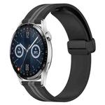 For Huawei Watch GT3 42mm 20mm Folding Magnetic Clasp Silicone Watch Band(Black+Grey)