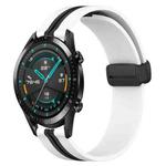 For Huawei Watch GT2 42mm 20mm Folding Magnetic Clasp Silicone Watch Band(White+Black)