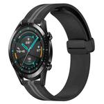 For Huawei Watch GT2 42mm 20mm Folding Magnetic Clasp Silicone Watch Band(Black+Grey)