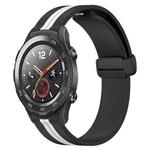 For Huawei Watch 2 20mm Folding Magnetic Clasp Silicone Watch Band(Black+White)