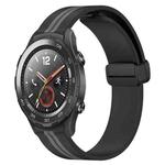 For Huawei Watch 2 20mm Folding Magnetic Clasp Silicone Watch Band(Black+Grey)