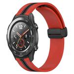For Huawei Watch 2 20mm Folding Magnetic Clasp Silicone Watch Band(Red+Black)