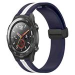 For Huawei Watch 2 20mm Folding Magnetic Clasp Silicone Watch Band(Midnight Blue + White)