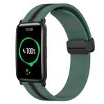 For Honor Watch ES 20mm Folding Magnetic Clasp Silicone Watch Band(Olive Green + Black)