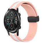 For Honor MagicWatch2 42mm 20mm Folding Magnetic Clasp Silicone Watch Band(Pink+White)