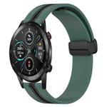 For Honor MagicWatch2 42mm 20mm Folding Magnetic Clasp Silicone Watch Band(Olive Green + Black)