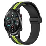 For Honor MagicWatch2 42mm 20mm Folding Magnetic Clasp Silicone Watch Band(Black+Lime Green)