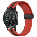 For Honor MagicWatch2 42mm 20mm Folding Magnetic Clasp Silicone Watch Band(Red+Black)