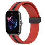 For Amazfit GTS 3 20mm Folding Magnetic Clasp Silicone Watch Band(Red+Black)