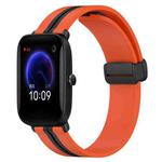 For Amazfit Pop 20mm Folding Magnetic Clasp Silicone Watch Band(Orange+Black)