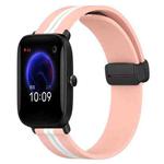 For Amazfit Pop 20mm Folding Magnetic Clasp Silicone Watch Band(Pink+White)