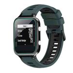 For Garmin Approach S20 Two-Color Silicone Watch Band(Olive Green + Black)