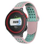 For Garmin Forerunner 220 Two-Color Punched Breathable Silicone Watch Band(Pink+Teal)