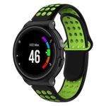 For Garmin Forerunner 230 Two-Color Punched Breathable Silicone Watch Band(Black+Green)