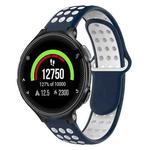For Garmin Forerunner 235 Two-Color Punched Breathable Silicone Watch Band(Midnight Blue + White)