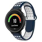 For Garmin Forerunner 630 Two-Color Punched Breathable Silicone Watch Band(Midnight Blue + White)