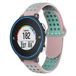 For Garmin Forerunner 620 Two-Color Punched Breathable Silicone Watch Band(Pink+Teal)