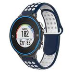 For Garmin Forerunner 620 Two-Color Punched Breathable Silicone Watch Band(Midnight Blue + White)