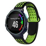 For Garmin Forerunner 735 / 735XT Two-Color Punched Breathable Silicone Watch Band(Black+Green)