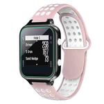 For Garmin Approach S20 Two-Color Punched Breathable Silicone Watch Band(Pink+White)