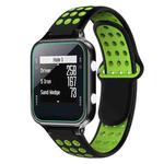 For Garmin Approach S20 Two-Color Punched Breathable Silicone Watch Band(Black+Green)