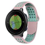 For Garmin Approach S5 Two-Color Punched Breathable Silicone Watch Band(Pink+Teal)