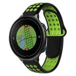 For Garmin Approach S5 Two-Color Punched Breathable Silicone Watch Band(Black+Green)