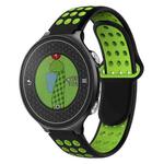 For Garmin Approach S6 Two-Color Punched Breathable Silicone Watch Band(Black+Green)