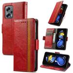 For Xiaomi Redmi Note 11T CaseNeoSplicing Dual Magnetic Buckle Leather Phone Case(Red)