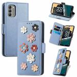 For Nokia G400 Stereoscopic Flowers Leather Phone Case(Blue)