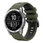 For Garmin Fenix 7 22mm Two-Color Sports Silicone Watch Band(Army Green + Black)