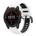 For Garmin Fenix 7 Solar 22mm Two-Color Sports Silicone Watch Band(White+Black)