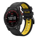 For Garmin Fenix 7 Solar 22mm Two-Color Sports Silicone Watch Band(Black+Yellow)