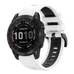 For Garmin Fenix 7 Sapphire Solar 22mm Two-Color Sports Silicone Watch Band(White+Black)