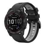 For Garmin Fenix 7 Sapphire Solar 22mm Two-Color Sports Silicone Watch Band(Black+Grey)