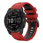 For Garmin Fenix 7 Sapphire Solar 22mm Two-Color Sports Silicone Watch Band(Red+Black)
